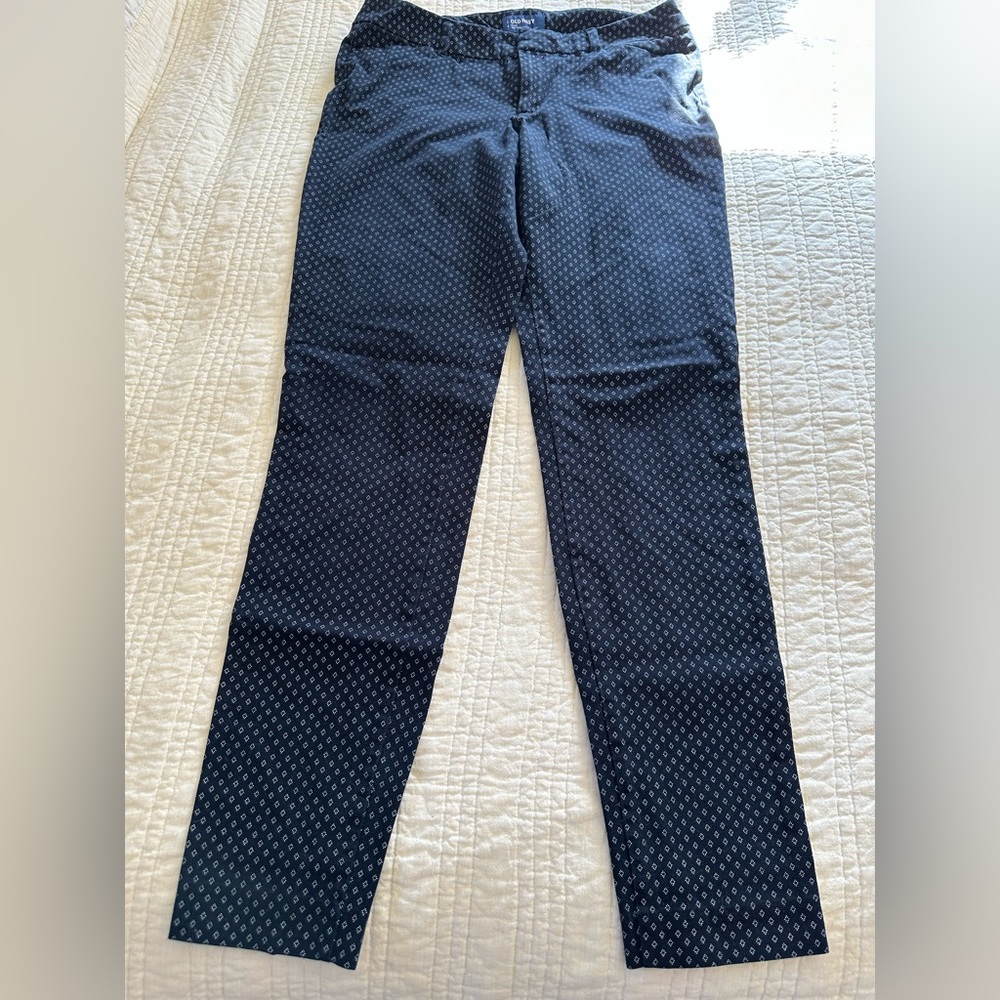 Old Navy Stylish Black Patterned Chinos size 12 Tall long